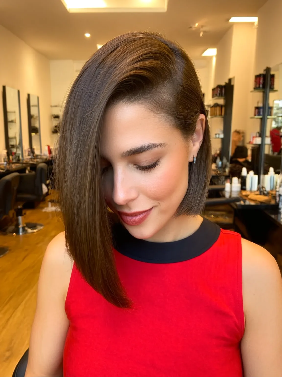 Deep Side-Parted Rich Chestnut Brown Bob